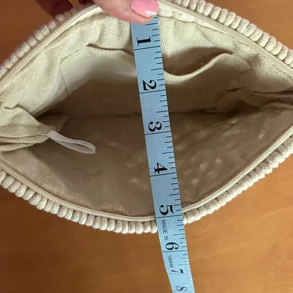 Boho Crochet Cream Macramé Clutch Bag Festival Zipper Purse Summer - Picture 8 of 13